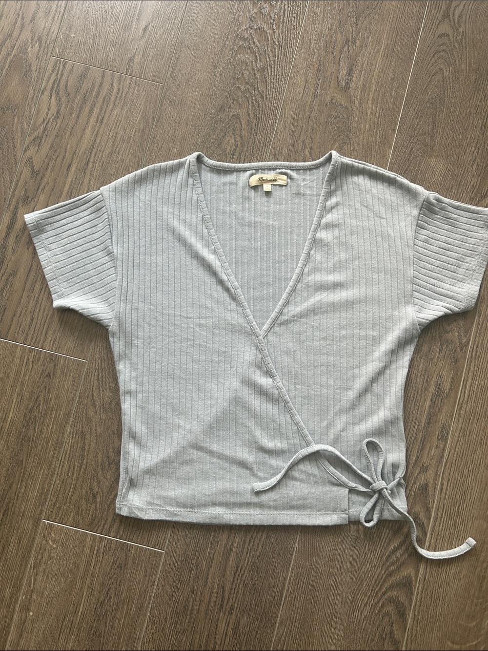 Madewell Faux wrap top with tie